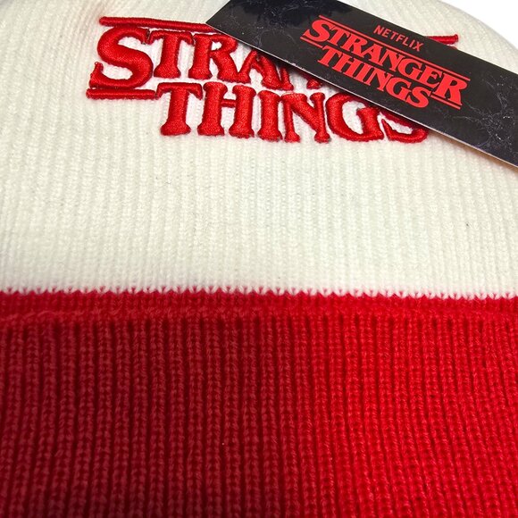 Pom Beanie Knit Hat Stranger Things Embroidered Unisex One Size Brand New - Picture 9 of 11